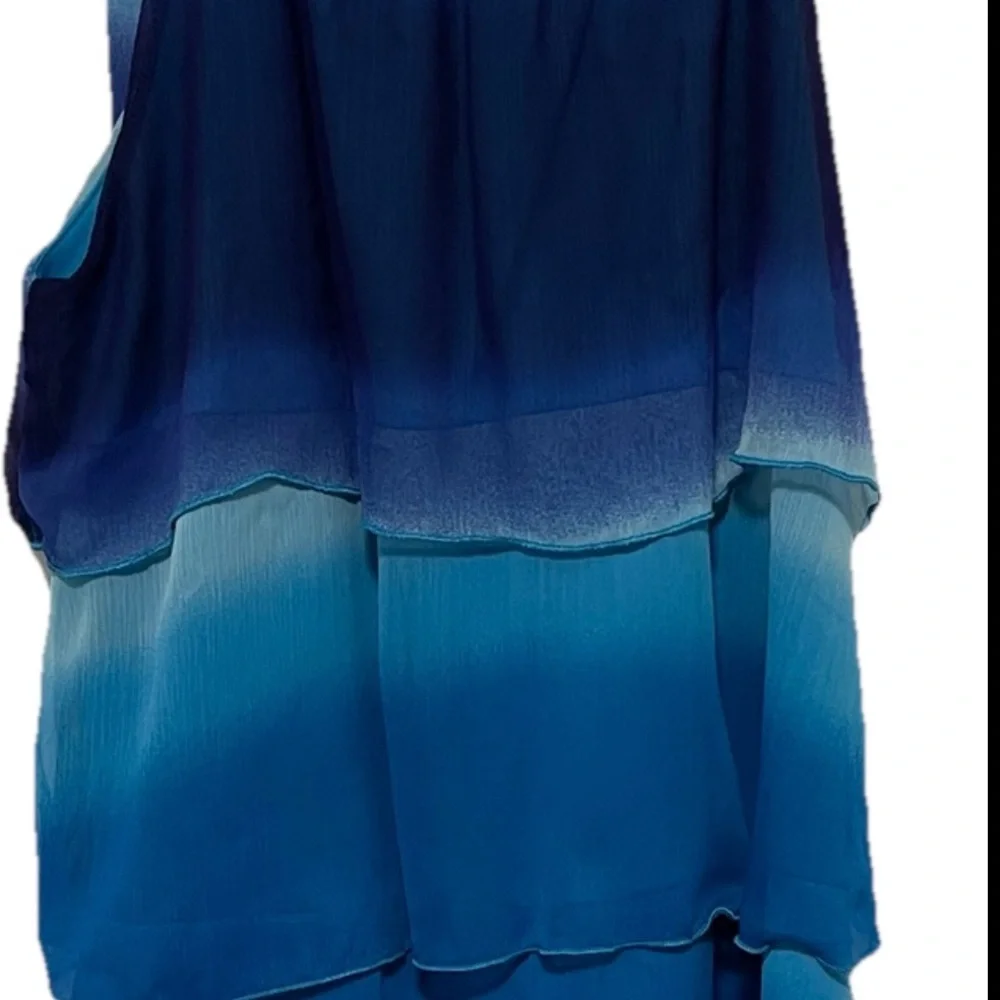 Lane‎ Bryant Blue Ombré Tiered Chiffon Blouse Sleeveless Swing Top Size 16 - Picture 6 of 13